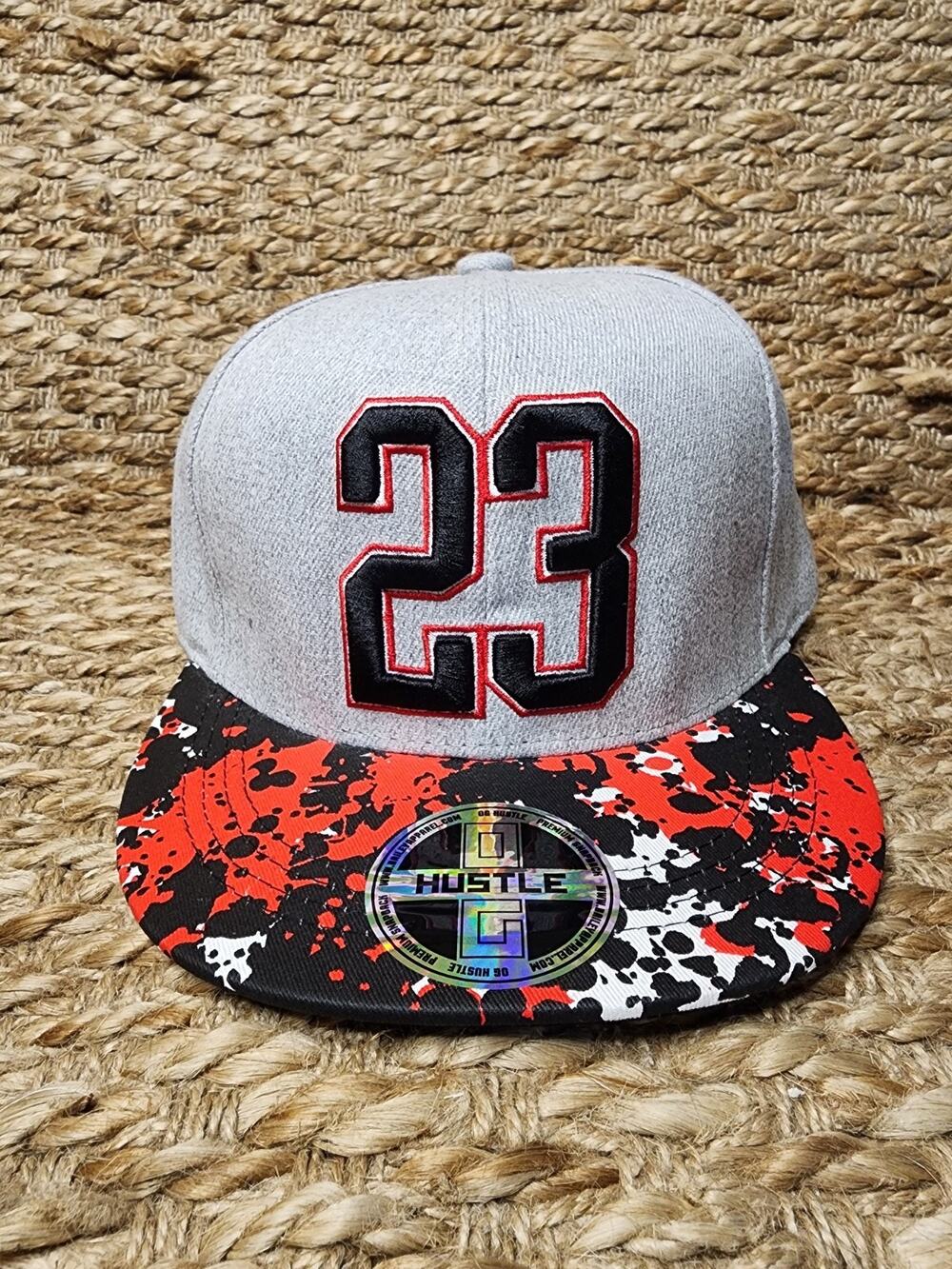 NEW! MICHAEL JORDAN 23 OG GREY BLACK RED WHITE CAP BULLS HUSTLE SNAPBACK HAT